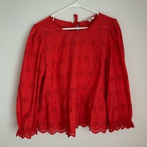 Madewell Eyelet Keyhole Peplum Top